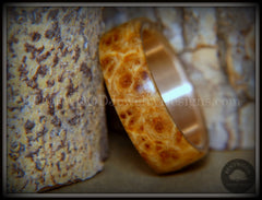 Bentwood Ring - "Rarity" Afzelia Burl Wood Ring with Bronze Steel Comfort Fit Metal Core handcrafted bentwood wooden rings wood wedding ring engagement