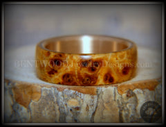 Bentwood Ring - "Rarity" Afzelia Burl Wood Ring with Bronze Steel Comfort Fit Metal Core handcrafted bentwood wooden rings wood wedding ring engagement