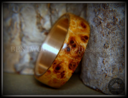 Bentwood Ring - "Rarity" Afzelia Burl Wood Ring with Bronze Steel Comfort Fit Metal Core handcrafted bentwood wooden rings wood wedding ring engagement