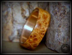 Bentwood Ring - "Rarity" Afzelia Burl Wood Ring with Bronze Steel Comfort Fit Metal Core handcrafted bentwood wooden rings wood wedding ring engagement
