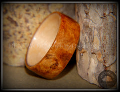 Bentwood Ring - Golden Amboyna Burl with Canadian Maple Liner handcrafted bentwood wooden rings wood wedding ring engagement