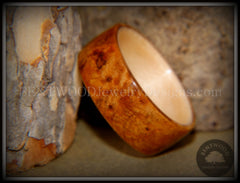 Bentwood Ring - Golden Amboyna Burl with Canadian Maple Liner handcrafted bentwood wooden rings wood wedding ring engagement