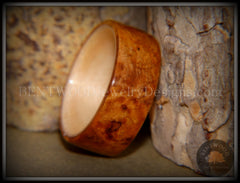 Bentwood Ring - Golden Amboyna Burl with Canadian Maple Liner handcrafted bentwood wooden rings wood wedding ring engagement