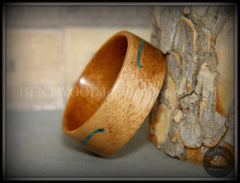 Bentwood Ring - "Honduran" Mahogany Wood Ring with Chrysocolla Inlay handcrafted bentwood wooden rings wood wedding ring engagement