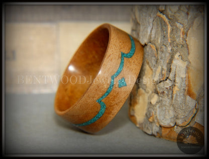 Bentwood Ring - "Honduran" Mahogany Wood Ring with Chrysocolla Inlay handcrafted bentwood wooden rings wood wedding ring engagement