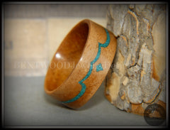 Bentwood Ring - "Honduran" Mahogany Wood Ring with Chrysocolla Inlay handcrafted bentwood wooden rings wood wedding ring engagement