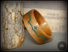 Bentwood Ring - "Honduran" Mahogany Wood Ring with Chrysocolla Inlay handcrafted bentwood wooden rings wood wedding ring engagement