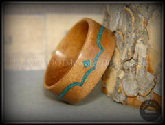 Bentwood Ring - "Honduran" Mahogany Wood Ring with Chrysocolla Inlay handcrafted bentwood wooden rings wood wedding ring engagement