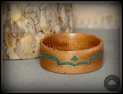 Bentwood Ring - "Honduran" Mahogany Wood Ring with Chrysocolla Inlay handcrafted bentwood wooden rings wood wedding ring engagement