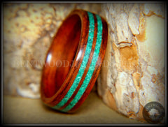 Bentwood Ring - Kingwood with Malachite Inlays handcrafted bentwood wooden rings wood wedding ring engagement