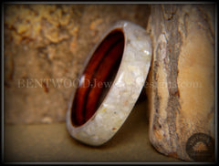 Bentwood Ring - Kingwood Ring with Full White Mother of Pearl Inlay handcrafted bentwood wooden rings wood wedding ring engagement