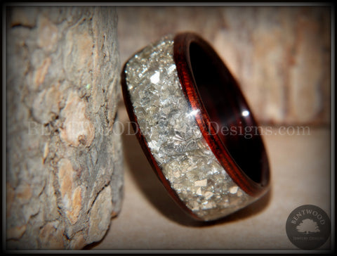 Bentwood Ring - Kingwood Wooden Ring with Wide Crushed Silver Glass Inlay