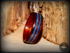 Bentwood Ring - Kingwood Wooden Ring with Double Blue Lapis Inlay handcrafted bentwood wooden rings wood wedding ring engagement