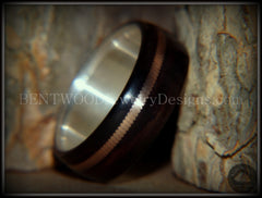 Bentwood Ring - "HEAVY Acoustic Minimalist" Macassar Ebony Wood Ring on Fine Silver Core with Thick Bronze Acoustic Guitar String Inlay handcrafted bentwood wooden rings wood wedding ring engagement