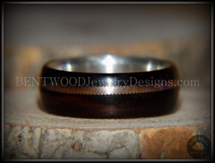 Tazzy Bentwood Ring - "Moto Moto" Acoustic Minimalist Macassar Ebony Wood Ring on Stainless Steel Core with Thick Bronze Guitar String Inlay handcrafted bentwood wooden rings wood wedding ring engagement
