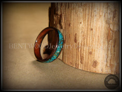 Bentwood Ring - Macassar Ebony Wood Ring and Chrysocolla Stone Inlay handcrafted bentwood wooden rings wood wedding ring engagement