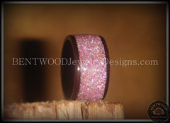 Bentwood Ring - Macassar Ebony Wood Ring with Crushed Lilac Glass Inlay handcrafted bentwood wooden rings wood wedding ring engagement