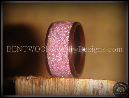 Bentwood Ring - Macassar Ebony Wood Ring with Crushed Lilac Glass Inlay handcrafted bentwood wooden rings wood wedding ring engagement