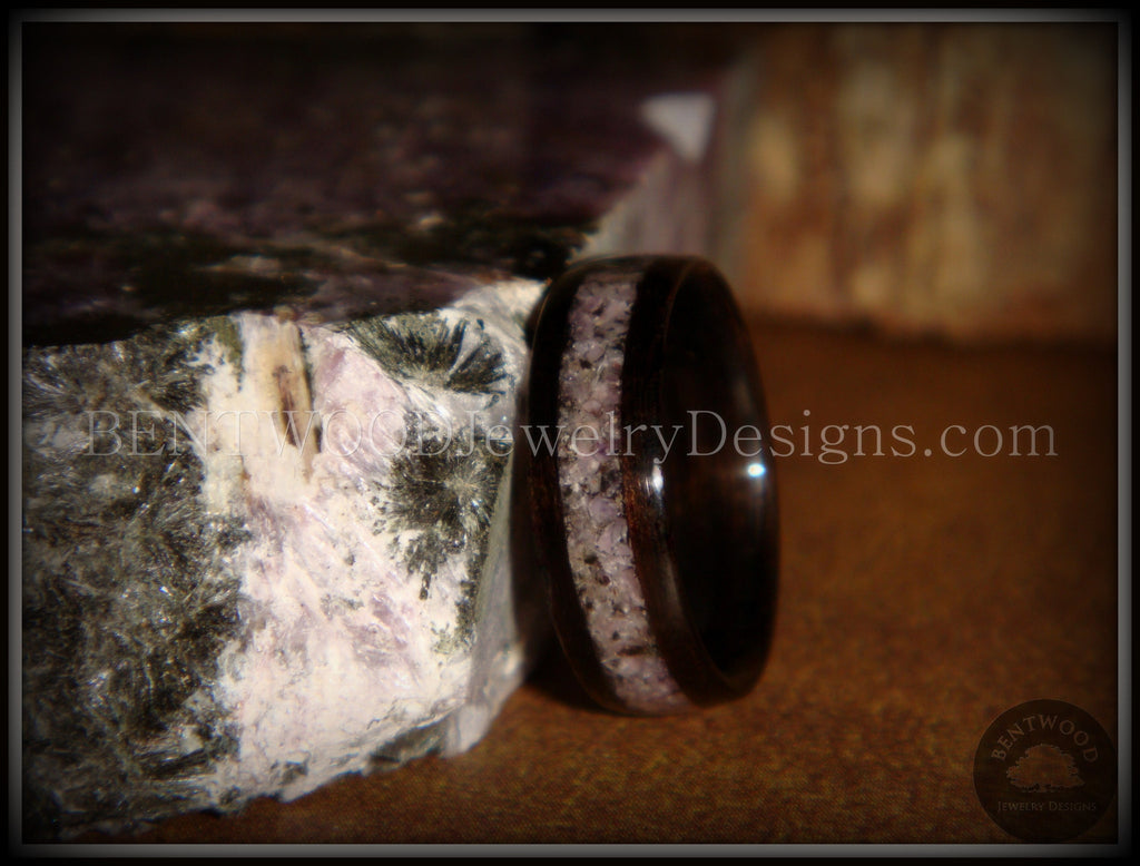 Bentwood Ring - Macassar Ebony Wood Ring and Charoite Stone Inlay handcrafted bentwood wooden rings wood wedding ring engagement