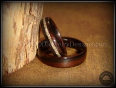 Bentwood Rings Set - Ebony Wood Ring Set with Silver German Glass Inlay handcrafted bentwood wooden rings wood wedding ring engagement