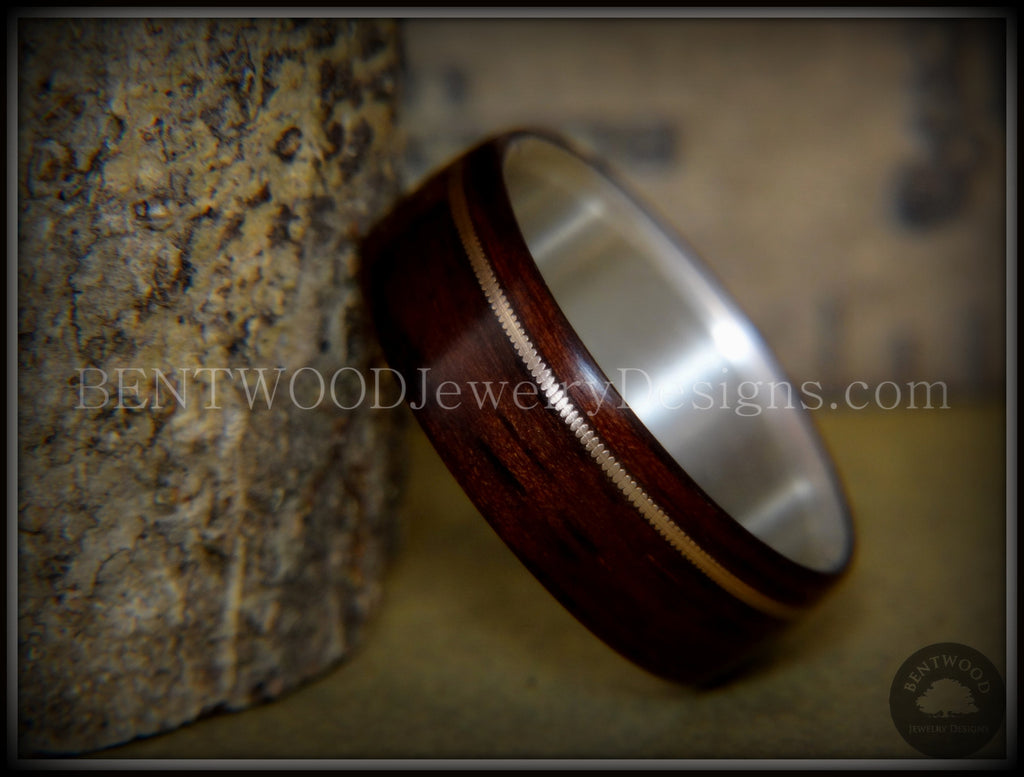 Bentwood Ring - "Acoustic Minimalist" Macassar Ebony Wood Ring on Fine Silver Core with Bronze Acoustic Guitar String Inlay handcrafted bentwood wooden rings wood wedding ring engagement