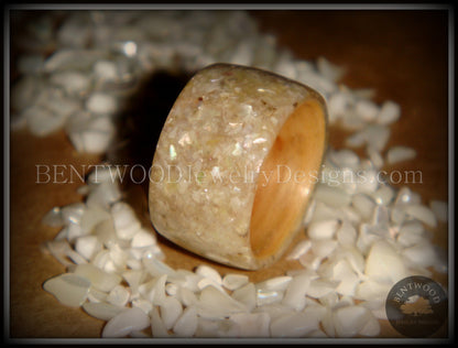 Bentwood Ring - American Maple Wood with Full Natural Mother of Pearl Inlay handcrafted bentwood wooden rings wood wedding ring engagement