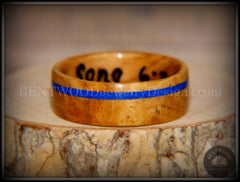 Bentwood Ring - Bethlehem Olive Wood Ring with Offset Blue Lapis Inlay handcrafted bentwood wooden rings wood wedding ring engagement