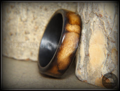 Bentwood Ring - "New Smokey" Bethlehem Olivewood Smoked on Carbon Fiber Core handcrafted bentwood wooden rings wood wedding ring engagement