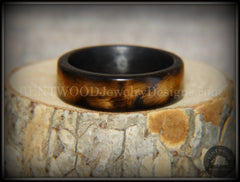 Bentwood Ring - "New Smokey" Bethlehem Olivewood Smoked on Carbon Fiber Core handcrafted bentwood wooden rings wood wedding ring engagement