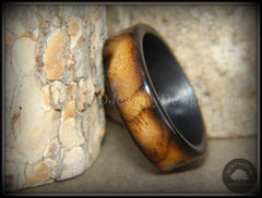 Bentwood Ring - "New Smokey" Bethlehem Olivewood Smoked on Carbon Fiber Core handcrafted bentwood wooden rings wood wedding ring engagement