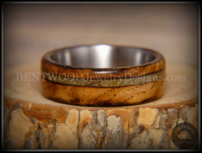 Bentwood Ring - "Live Smokey" Olivewood Ring on Stainless Steel Core with Live Oak Inlay handcrafted bentwood wooden rings wood wedding ring engagement