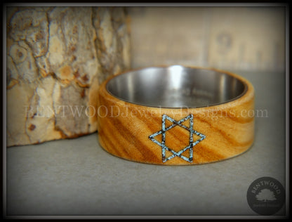 Bentwood Ring - "Star of David" Bethlehem Olivewood with Patina Copper Iron Sands handcrafted bentwood wooden rings wood wedding ring engagement