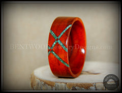 Bentwood Ring - "Routes" African Padauk Wood Ring with Verdite Inlay handcrafted bentwood wooden rings wood wedding ring engagement