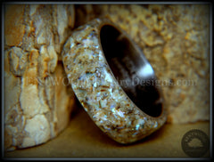 Bentwood Ring - "Abalone" Paua Abolone Shell on Surgical Grade "Onyx Black" Stainless Steel Comfort Fit Core handcrafted bentwood wooden rings wood wedding ring engagement