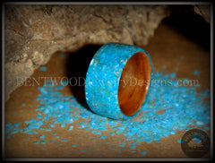 Bentwood Ring - Australian Red Gum Wood Ring with Full Turquoise Mother of Pearl Inlay handcrafted bentwood wooden rings wood wedding ring engagement