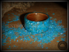 Bentwood Ring - Australian Red Gum Wood Ring with Full Turquoise Mother of Pearl Inlay handcrafted bentwood wooden rings wood wedding ring engagement