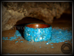 Bentwood Ring - Australian Red Gum Wood Ring with Full Turquoise Mother of Pearl Inlay handcrafted bentwood wooden rings wood wedding ring engagement