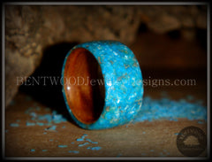 Bentwood Ring - Australian Red Gum Wood Ring with Full Turquoise Mother of Pearl Inlay handcrafted bentwood wooden rings wood wedding ring engagement