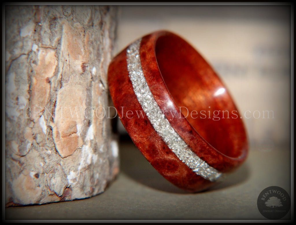 Bentwood Ring - "Sequoia" Redwood Burl Wood Ring with Silver Glass Inlay handcrafted bentwood wooden rings wood wedding ring engagement