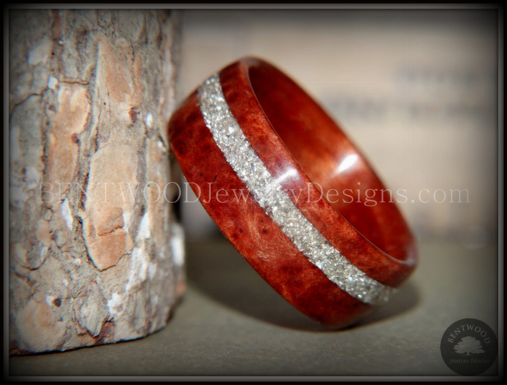 Bentwood Rings - Bethlehem Olivewood Wood Ring Set Silver Glass Inlays -  Bentwood Jewelry Designs - Custom Handcrafted Bentwood Wood Rings