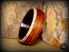 Bentwood Ring - "Beaches Edge" Rosewood Sand Inlay Carbon Fiber Core handcrafted bentwood wooden rings wood wedding ring engagement