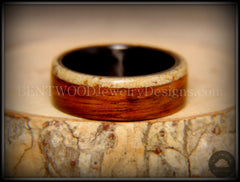 Bentwood Ring - "Beaches Edge" Rosewood Sand Inlay Carbon Fiber Core handcrafted bentwood wooden rings wood wedding ring engagement