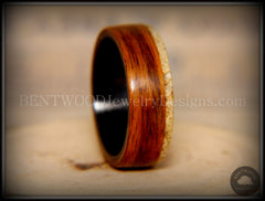 Bentwood Ring - "Beaches Edge" Rosewood Sand Inlay Carbon Fiber Core handcrafted bentwood wooden rings wood wedding ring engagement