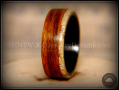 Bentwood Ring - "Beaches Edge" Rosewood Sand Inlay Carbon Fiber Core handcrafted bentwood wooden rings wood wedding ring engagement