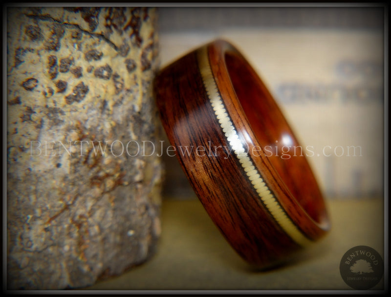 Bentwood Ring - "Heavy Acoustic" Santos Rosewood / Pau Ferro Rosewood Ring with Thick Bronze Guitar String Inlay handcrafted bentwood wooden rings wood wedding ring engagement