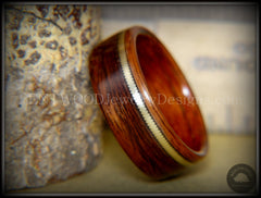 Bentwood Ring - "Heavy Acoustic" Santos Rosewood / Pau Ferro Rosewood Ring with Thick Bronze Guitar String Inlay handcrafted bentwood wooden rings wood wedding ring engagement