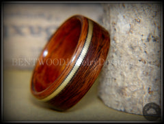 Bentwood Ring - "Heavy Acoustic" Santos Rosewood / Pau Ferro Rosewood Ring with Thick Bronze Guitar String Inlay handcrafted bentwood wooden rings wood wedding ring engagement