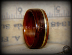 Bentwood Ring - "Heavy Acoustic" Santos Rosewood / Pau Ferro Rosewood Ring with Thick Bronze Guitar String Inlay handcrafted bentwood wooden rings wood wedding ring engagement