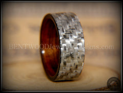 Bentwood Ring - "Silver Twill" Carbon Fiber on Rosewood Wood Comfort Fit Core handcrafted bentwood wooden rings wood wedding ring engagement