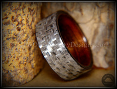 Bentwood Ring - "Silver Twill" Carbon Fiber on Rosewood Wood Comfort Fit Core handcrafted bentwood wooden rings wood wedding ring engagement